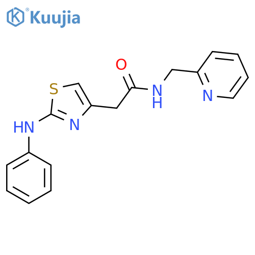 2-[2-(phenylamino)-1,3-thiazol-4-yl]-N-[(pyridin-2-yl)methyl]acetamide structure