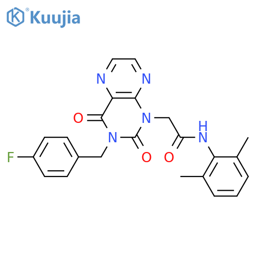 N-(2,6-dimethylphenyl)-2-{3-[(4-fluorophenyl)methyl]-2,4-dioxo-1,2,3,4-tetrahydropteridin-1-yl}acetamide structure
