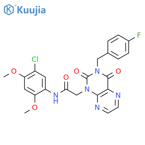 N-(5-chloro-2,4-dimethoxyphenyl)-2-{3-[(4-fluorophenyl)methyl]-2,4-dioxo-1,2,3,4-tetrahydropteridin-1-yl}acetamide structure