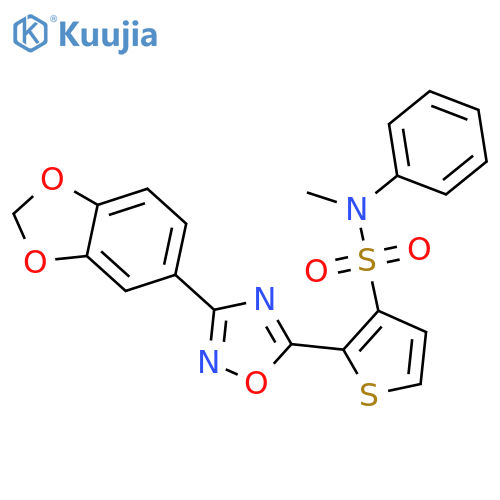 2-[3-(2H-1,3-benzodioxol-5-yl)-1,2,4-oxadiazol-5-yl]-N-methyl-N-phenylthiophene-3-sulfonamide structure