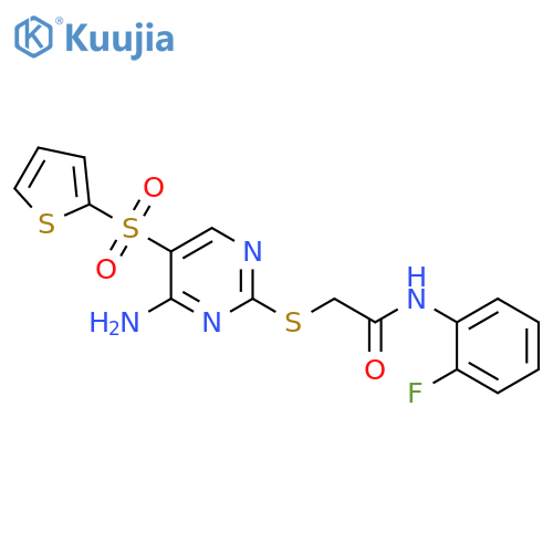 2-{[4-amino-5-(thiophene-2-sulfonyl)pyrimidin-2-yl]sulfanyl}-N-(2-fluorophenyl)acetamide structure