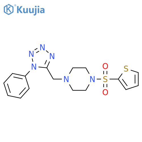 1-[(1-phenyl-1H-1,2,3,4-tetrazol-5-yl)methyl]-4-(thiophene-2-sulfonyl)piperazine structure