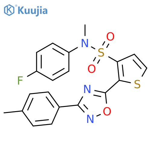 N-(4-fluorophenyl)-N-methyl-2-[3-(4-methylphenyl)-1,2,4-oxadiazol-5-yl]thiophene-3-sulfonamide structure