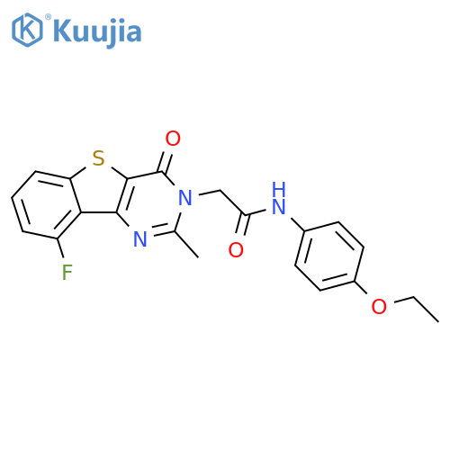 N-(4-ethoxyphenyl)-2-{13-fluoro-4-methyl-6-oxo-8-thia-3,5-diazatricyclo[7.4.0.0^{2,7}]trideca-1(13),2(7),3,9,11-pentaen-5-yl}acetamide structure