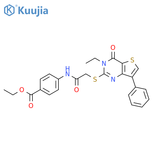 ethyl 4-[2-({3-ethyl-4-oxo-7-phenyl-3H,4H-thieno[3,2-d]pyrimidin-2-yl}sulfanyl)acetamido]benzoate structure