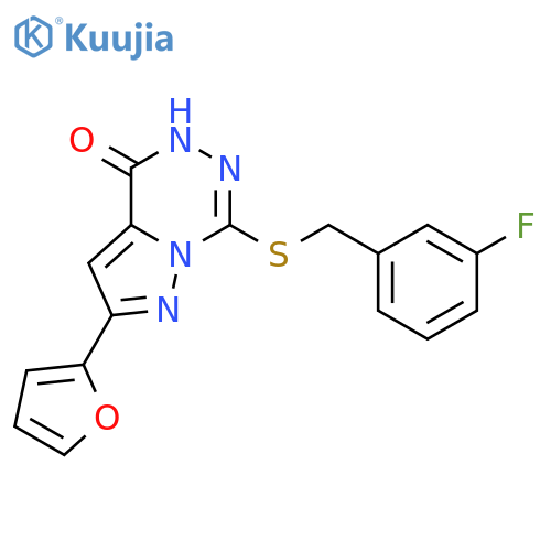 7-[(3-fluorophenyl)methylsulfanyl]-2-(furan-2-yl)-5H-pyrazolo[1,5-d][1,2,4]triazin-4-one structure