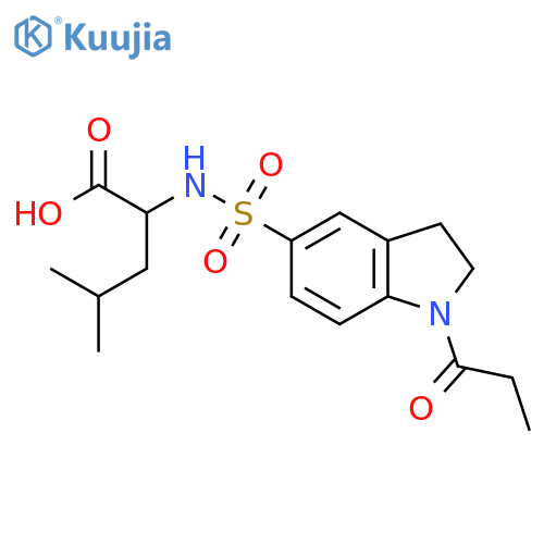 4-Methyl-2-{(1-propionyl-2,3-dihydro-1H-indol-5-yl)sulfonylamino}pentanoic acid structure