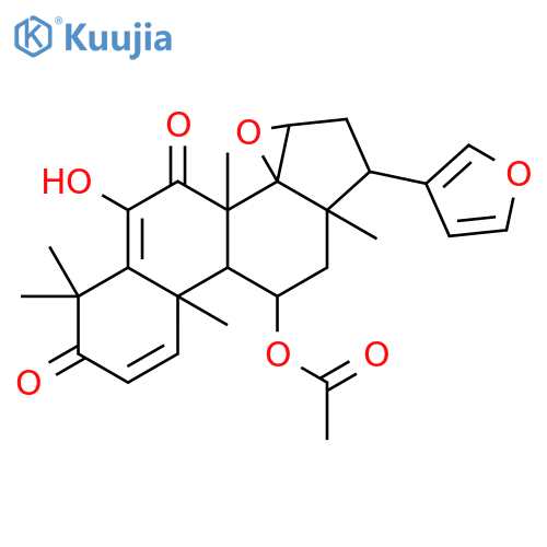 24-Norchola-1,5,20,22-tetraene-3,7-dione,11-(acetyloxy)-14,15:21,23-diepoxy-6-hydroxy-4,4,8-trimethyl-, (11a,13a,14b,15b,17a)- structure