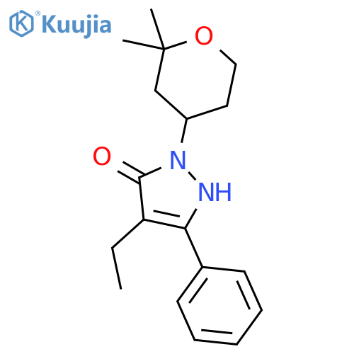 3H-Pyrazol-3-one, 4-ethyl-1,2-dihydro-5-phenyl-2-(tetrahydro-2,2-dimethyl-2H-pyran-4-yl)- structure