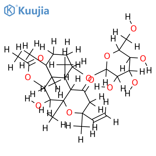 6beta-acetoxy-7beta-hydroxy-8,13-epoxy-labd-14-en-11-one-1alpha-O-beta-glucopyranoside structure