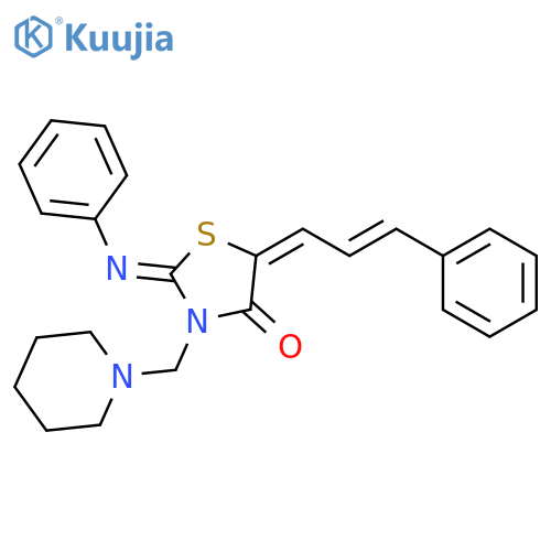 4-Thiazolidinone,2-(phenylimino)-5-(3-phenyl-2-propen-1-ylidene)-3-(1-piperidinylmethyl)- structure