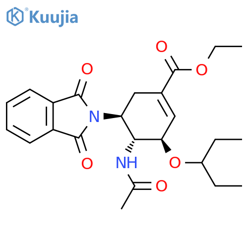 1-Cyclohexene-1-carboxylic acid, 4-(acetylamino)-5-(1,3-dihydro-1,3-dioxo-2H-isoindol-2-yl)-3-(1-ethylpropoxy)-, ethyl ester, (3R,4R,5S)- structure