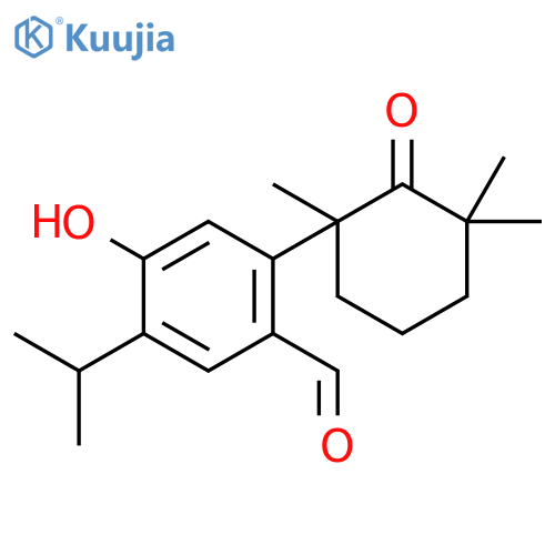 4-hydroxy-5-isopropyl-2-((R)-1,3,3-trimethyl-2-oxocyclohexyl)benzaldehyde structure