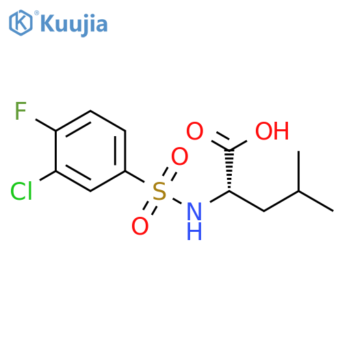 2-(3-chloro-4-fluorobenzenesulfonamido)-4-methylpentanoic acid structure