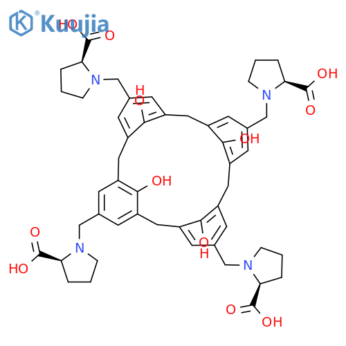 L-Proline, 1,1',1'',1'''-[(25,26,27,28-tetrahydroxypentacyclo[19.3.1.13,7.19,13.115,19]octacosa-1(25),3,5,7(28),9,11,13(27),15,17,19(26),21,23-dodecaene-5,11,17,23-tetrayl)tetrakis(methylene)]tetrakis- structure