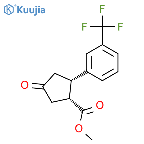 Cyclopentanecarboxylic acid, 4-oxo-2-[3-(trifluoromethyl)phenyl]-, methyl ester, cis- structure