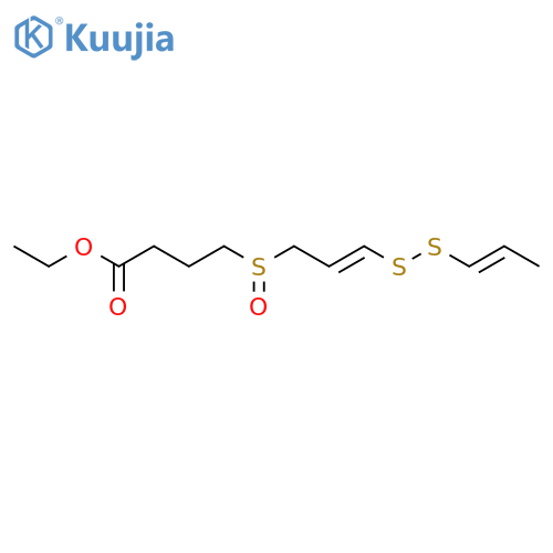 Butanoic acid, 4-[[3-(2-propenyldithio)-2-propenyl]sulfinyl]-, ethyl ester structure