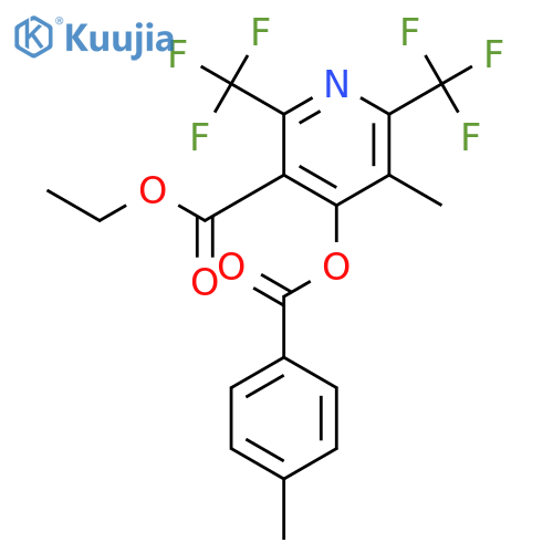 3-Pyridinecarboxylic acid, 5-methyl-4-[(4-methylbenzoyl)oxy]-2,6-bis(trifluoromethyl)-, ethyl ester structure