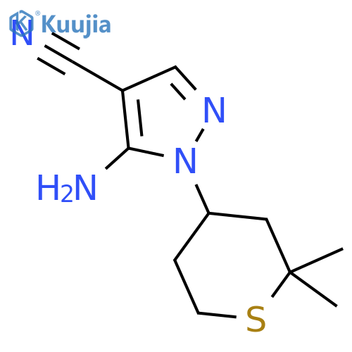 1H-Pyrazole-4-carbonitrile, 5-amino-1-(tetrahydro-2,2-dimethyl-2H-thiopyran-4-yl)- structure