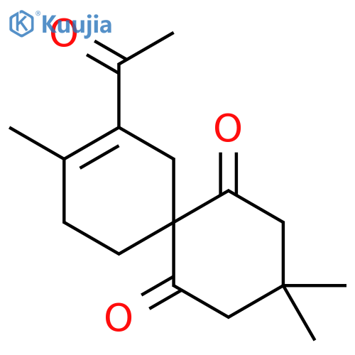 Spiro[5.5]undec-8-ene-1,5-dione, 8-acetyl-3,3,9-trimethyl- structure