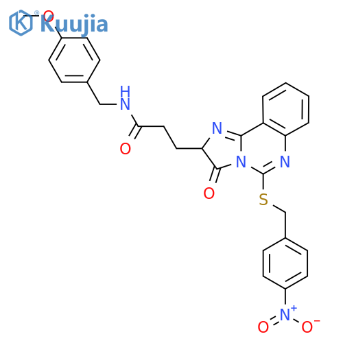 N-[(4-methoxyphenyl)methyl]-3-(5-{[(4-nitrophenyl)methyl]sulfanyl}-3-oxo-2H,3H-imidazo[1,2-c]quinazolin-2-yl)propanamide structure