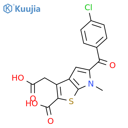 6H-Thieno[2,3-b]pyrrole-3-acetic acid, 2-carboxy-5-(4-chlorobenzoyl)-6-methyl- structure