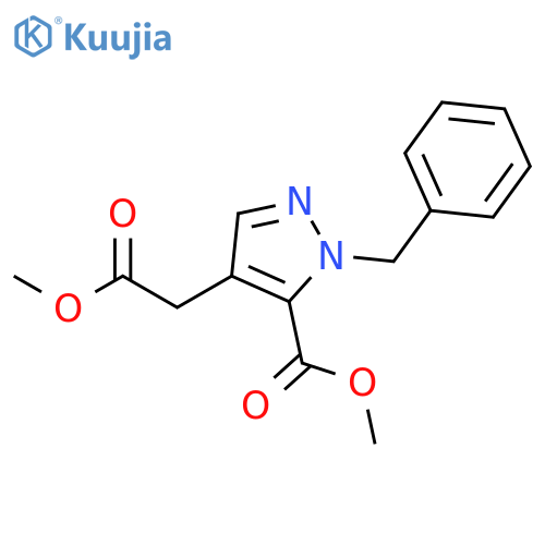 1H-Pyrazole-4-acetic acid, 5-(methoxycarbonyl)-1-(phenylmethyl)-,methyl ester structure