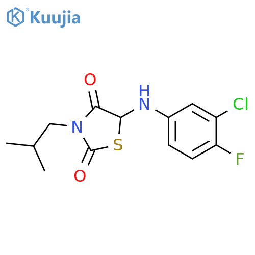 5-[(3-chloro-4-fluorophenyl)amino]-3-(2-methylpropyl)-1,3-thiazolidine-2,4-dione structure