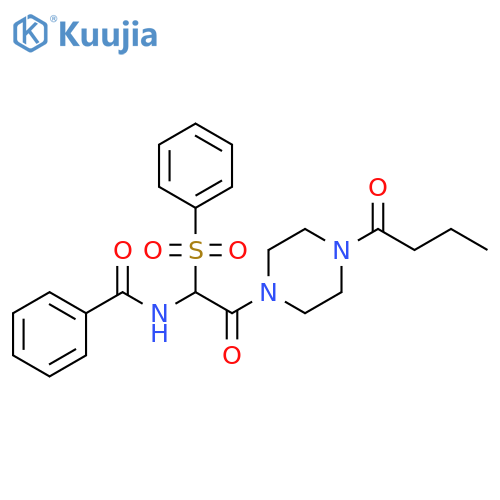 N-[1-(benzenesulfonyl)-2-(4-butanoylpiperazin-1-yl)-2-oxoethyl]benzamide structure