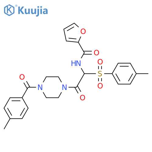 N-{2-[4-(4-methylbenzoyl)piperazin-1-yl]-1-(4-methylbenzenesulfonyl)-2-oxoethyl}furan-2-carboxamide structure
