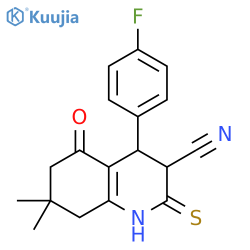 3-Quinolinecarbonitrile,4-(4-fluorophenyl)-1,2,3,4,5,6,7,8-octahydro-7,7-dimethyl-5-oxo-2-thioxo- structure