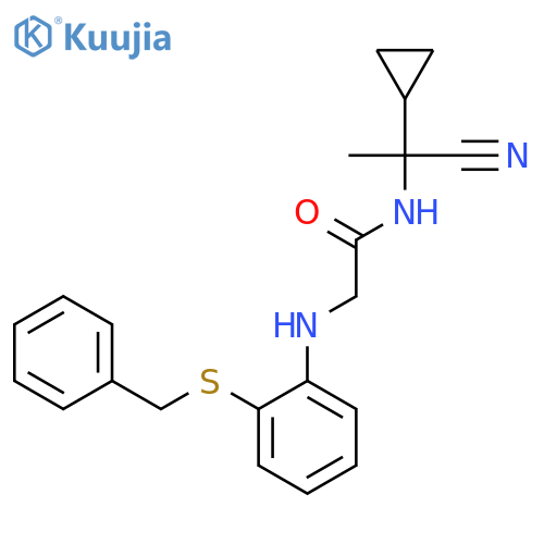 2-{[2-(benzylsulfanyl)phenyl]amino}-N-(1-cyano-1-cyclopropylethyl)acetamide structure