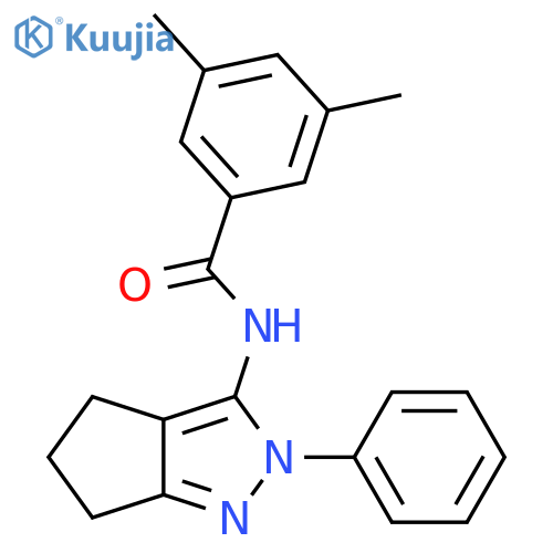 3,5-dimethyl-N-{2-phenyl-2H,4H,5H,6H-cyclopenta[c]pyrazol-3-yl}benzamide structure