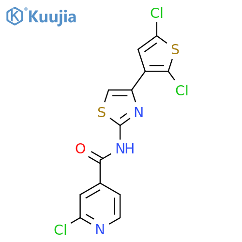 2-chloro-N-[4-(2,5-dichlorothiophen-3-yl)-1,3-thiazol-2-yl]pyridine-4-carboxamide structure