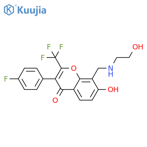 3-(4-fluorophenyl)-7-hydroxy-8-{[(2-hydroxyethyl)amino]methyl}-2-(trifluoromethyl)-4H-chromen-4-one structure
