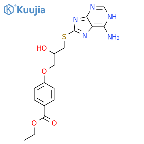 Benzoic acid, 4-[3-[(6-amino-1H-purin-8-yl)thio]-2-hydroxypropoxy]-, ethyl ester structure