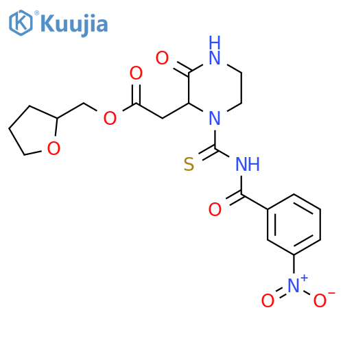 (oxolan-2-yl)methyl 2-(1-{[(3-nitrophenyl)formamido]methanethioyl}-3-oxopiperazin-2-yl)acetate structure