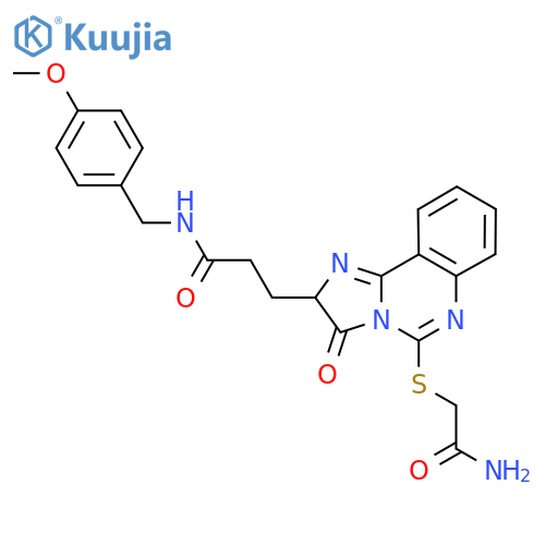 3-{5-[(carbamoylmethyl)sulfanyl]-3-oxo-2H,3H-imidazo[1,2-c]quinazolin-2-yl}-N-[(4-methoxyphenyl)methyl]propanamide structure