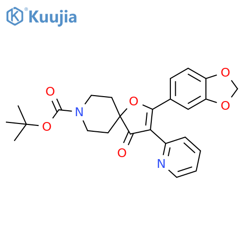 tert-butyl 2-(benzo[d][1,3]dioxol-5-yl)-4-oxo-3-(pyridin-2-yl)-1-oxa-8-azaspiro[4.5]dec-2-ene-8-carboxylate structure