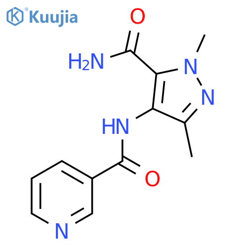 3-Pyridinecarboxamide,N-[5-(aminocarbonyl)-1,3-dimethyl-1H-pyrazol-4-yl]- structure