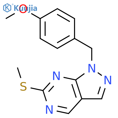 1-(4-methoxybenzyl)-6-(methylthio)-1H-pyrazolo[3,4-d]pyrimidine structure