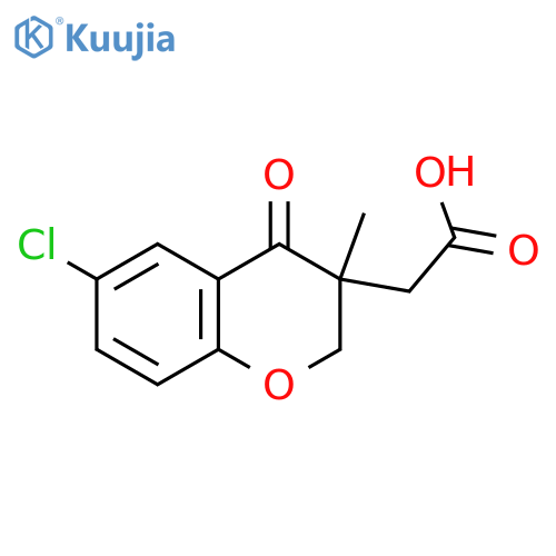 2H-1-Benzopyran-3-acetic acid, 6-chloro-3,4-dihydro-3-methyl-4-oxo- structure