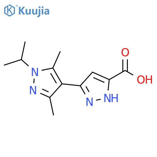 3',5'-dimethyl-1'-(propan-2-yl)-1H,1'H-[3,4'-bipyrazole]-5-carboxylic acid structure