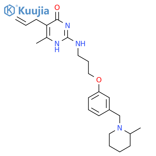 4(1H)-Pyrimidinone, 6-methyl-2-[[3-[3-[(2-methyl-1-piperidinyl)methyl]phenoxy]propyl]amino]- 5-(2-propenyl)- structure