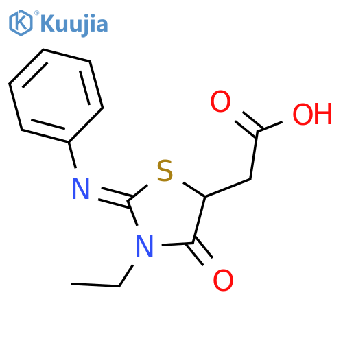 (3-Ethyl-4-oxo-2-phenylimino-thiazolidin-5-yl)-acetic acid structure