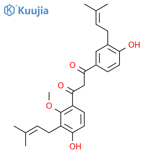 1-[4-hydroxy-2-methoxy-3-(3-methylbut-2-en-1-yl)phenyl]-3-(4-hydroxy-3-(3-methylbut-2-en-1-yl)phenyl)propane-1,3-dione structure