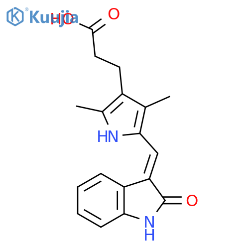 3-[2,4-Dimethyl-5-[(E)-(2-oxo-1H-indol-3-ylidene)methyl]-1H-pyrrol-3-yl]propanoic acid structure