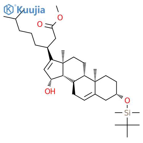 Cholesta-5,16-diene-21-carboxylic acid, 3-[[(1,1-dimethylethyl)dimethylsilyl]oxy]-15-hydroxy-, methyl ester, (3b,15b)- structure