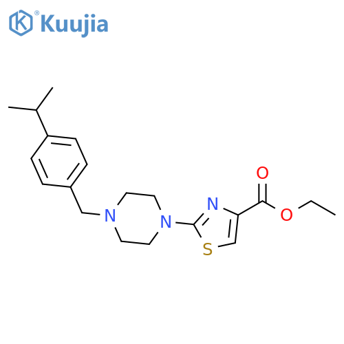 4-Thiazolecarboxylic acid,2-[4-[[4-(1-methylethyl)phenyl]methyl]-1-piperazinyl]-, ethyl ester structure