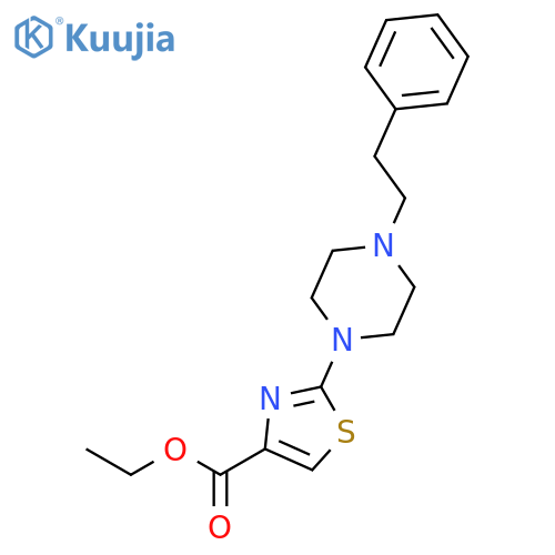 4-Thiazolecarboxylic acid, 2-[4-(2-phenylethyl)-1-piperazinyl]-, ethyl ester structure